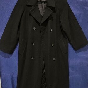 VTG John Weitz Womens Long Cashmere Wool Black Coat Size 6 Double-Breasted